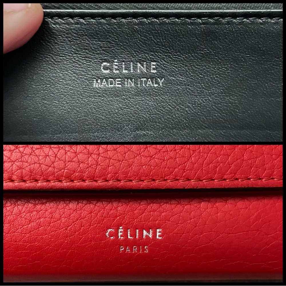 CELINE Red Orange Pebbled Leather Long Flap Wallet - Picture 13 of 17